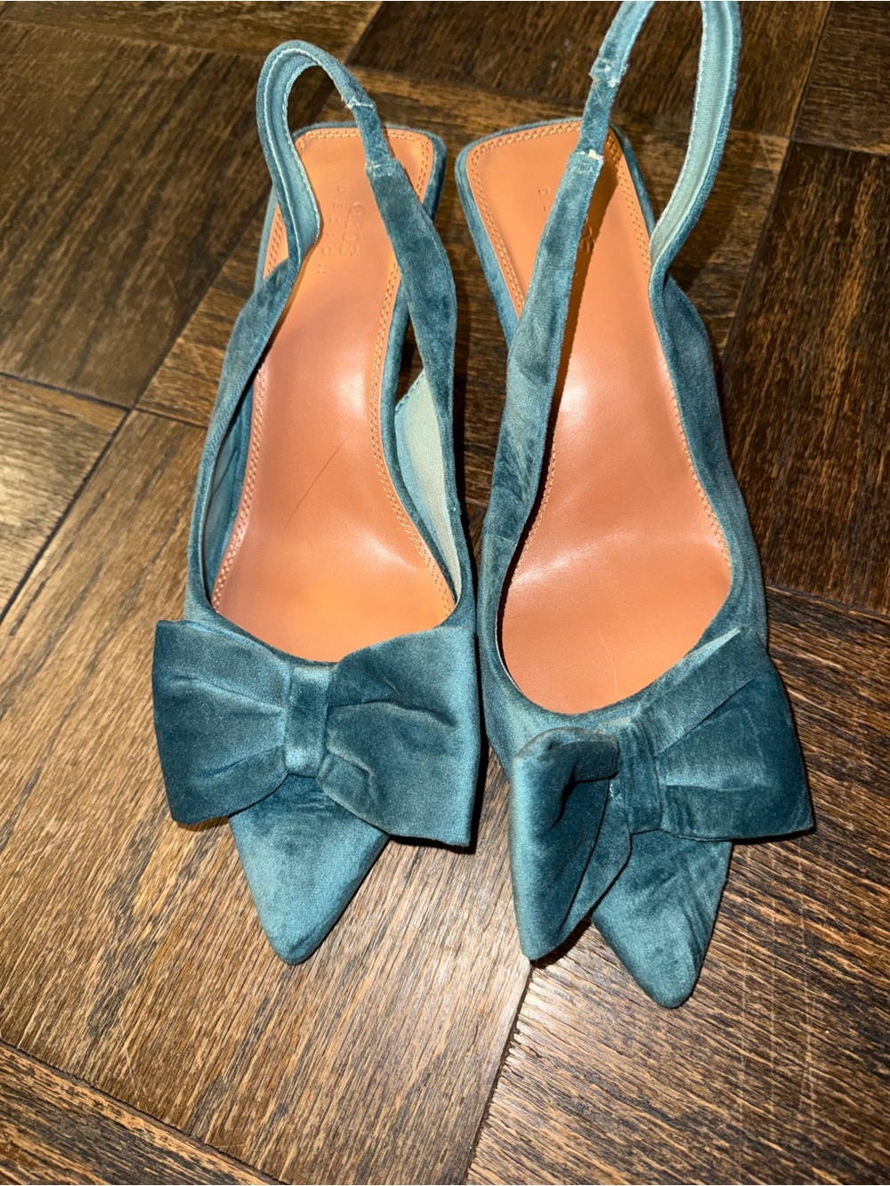 ASOS Teal Satin Slingback Pointed-Toe Heels